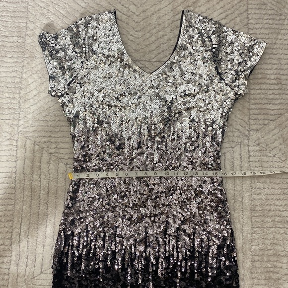 MANER  Sequin Glitter Short Sleeve Dress  V Neck Mini Party Club Bodycon Dress - Picture 13 of 16